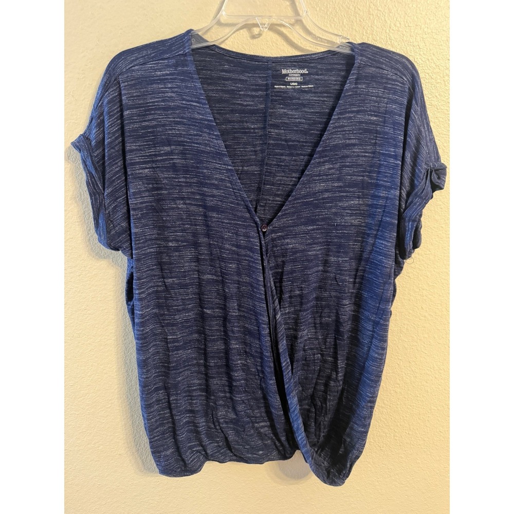 Motherhood Maternity Nursing Wrap Knit Top Blue Heathered Size L G